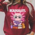 Readsalotl Axolotl Reading Book Bookworm Raglan Sleeve Sweatshirt Heather Dust Readsalotl Axolotl Reading Book Bookworm Raglan Sleeve Sweatshirt Heather Dust