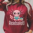 Readsalotl Axolotl Reading Cute Book Lover Bookworm Premium Tri-Blend Raglan Sleeve Sweatshirt Heather Dust
