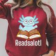 Readsalotl Axolotl Reading Cute Book Lover Bookworm Raglan Sleeve Sweatshirt Heather Dust