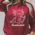 Readsalotl Axolotl Reading Lineart Book Lover Reading Premium Tri-Blend Raglan Sleeve Sweatshirt Heather Dust