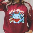 Readsolotl Axolotl Axolotl Lover Kawaii Reading Book Raglan Sleeve Sweatshirt Heather Dust