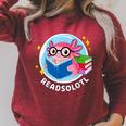 Readsolotl Axolotl Reading Book Raglan Sleeve Sweatshirt Heather Dust