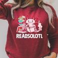 Readsolotl Axolotl Reading Fish Books Lizard Raglan Sleeve Sweatshirt Heather Dust