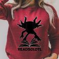 Readsolotl Axolotls Funny Kids Reading Fish Books Kawaii Raglan Sleeve Sweatshirt Heather Dust