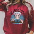 Readsolotl Book Lover Reading Axolotl Kids Reader Raglan Sleeve Sweatshirt Heather Dust