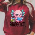 Readsolotl Cute Axolotl Reading Book Kawaii Pink Aesthetic Raglan Sleeve Sweatshirt Heather Dust Readsolotl Cute Axolotl Reading Book Kawaii Pink Aesthetic Raglan Sleeve Sweatshirt Heather Dust