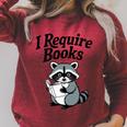 I Require Books Raccoon Reading For Book Lovers Raglan Sleeve Sweatshirt Heather Dust
