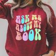 Retro ASK ME About MY BOOK Published Author Event Vibes Raglan Sleeve Sweatshirt Heather Dust