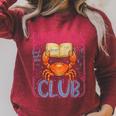 Retro Beach Reads Club Crab Summer Vacation Book Girl Hawaii Raglan Sleeve Sweatshirt Heather Dust