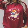 Retro Book Lover Coffee Drinking Reading Librarian Readers Raglan Sleeve Sweatshirt Heather Dust