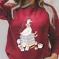 Retro Book SLP Goose On The Loose Speech Language Pathology Raglan Sleeve Sweatshirt Heather Dust