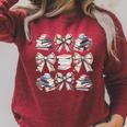 Retro Coquette Bows Book Coffee Bookworm Librarian Book Nerd Raglan Sleeve Sweatshirt Heather Dust
