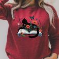 Retro Cute Cat Floral Book Librarian Vintage Floral Cat Book Raglan Sleeve Sweatshirt Heather Dust