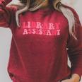 Retro Groovy Library Assistant Librarian Reader Books Raglan Sleeve Sweatshirt Heather Dust
