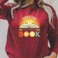 Retro Open Book Rainbow Reading Graphic Raglan Sleeve Sweatshirt Heather Dust