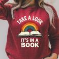 Retro Rainbow Take A Look It's In A Book Reading Raglan Sleeve Sweatshirt Heather Dust Retro Rainbow Take A Look It's In A Book Reading Raglan Sleeve Sweatshirt Heather Dust