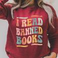 Retro I Read Banned Books Shirt Raglan Sleeve Sweatshirt Heather Dust