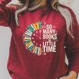 Retro So Many Books Little Time Book Clock Reading Raglan Sleeve Sweatshirt Heather Dust