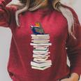 Robin Bird Reads Books Garden Backyard Birds Raglan Sleeve Sweatshirt Heather Dust