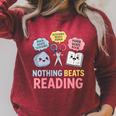 Rock Paper Scissors Nothing Beats Reading Book Lover Raglan Sleeve Sweatshirt Heather Dust