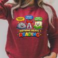Rock Paper Scissors Nothing Beats Reading Book Lovers Raglan Sleeve Sweatshirt Heather Dust