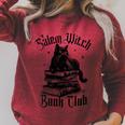 Salem Witch Book Club Bookish Retro Halloween Cat Raglan Sleeve Sweatshirt Heather Dust