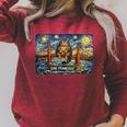 San Francisco Cat Golden Gate Bridge Starry Night Book Lover Raglan Sleeve Sweatshirt Heather Dust
