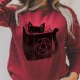 SataniCat Pentagram Cat Satan Demon Necronomicon Book Lover Raglan Sleeve Sweatshirt Heather Dust