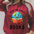 Save Earth It's Only Planet With Books Reader Earth Day Raglan Baseball Tee Raglan Sleeve Sweatshirt Heather Dust