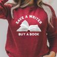 Save a Writer Buy a Book Published Author Writer Raglan Sleeve Sweatshirt Heather Dust