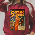 Sci Fi Pin Up Girl Science Fiction Vintage Horror Comic Book Raglan Sleeve Sweatshirt Heather Dust