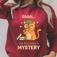 Shhh I'm Solving A Mystery Cat Detective Book Lover Raglan Sleeve Sweatshirt Heather Dust