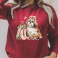 Shih Tzu Dog Garden Collections Books And Strawberries Raglan Sleeve Sweatshirt Heather Dust