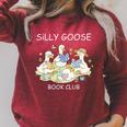 Silly Goose-Book Club Goose Reader Lover Bookish Raglan Sleeve Sweatshirt Heather Dust