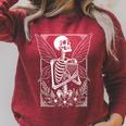 Skeleton Book Fairy Fantasy Witchy Bookworm Reading Raglan Sleeve Sweatshirt Heather Dust