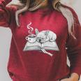 Sleepy Puppy On Open Book With Coffee For Readers Premium Tri-Blend Raglan Sleeve Sweatshirt Heather Dust