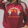 Slightly Distracted From Dogs And Books Retro Vintage Raglan Sleeve Sweatshirt Heather Dust
