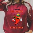 Smut Reader I Prefer My Books Extra Spicy Spicy Book Chili Raglan Sleeve Sweatshirt Heather Dust