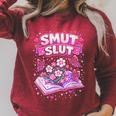 Smut Slut Book Clubs Provocative Literature Reader Raglan Sleeve Sweatshirt Heather Dust