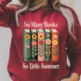 So Many Books So Little Summer Book Lover Teacher Raglan Sleeve Sweatshirt Heather Dust