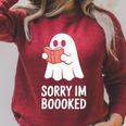 Sorry Im Boooked Reading Ghost Book Meme Raglan Sleeve Sweatshirt Heather Dust
