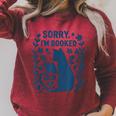 Sorry I'm Booked Cat Reading Book Boho Flowers Vintage Raglan Sleeve Sweatshirt Heather Dust