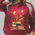 Space Books Planets Astronomy Physics Science Chemistry Raglan Sleeve Sweatshirt Heather Dust