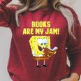 SpongeBob Loves Reading Books Are My Jam Raglan Baseball Tee Raglan Sleeve Sweatshirt Heather Dust