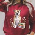 Staffordshire Bull Terrier Books Flowers Book Reading Raglan Sleeve Sweatshirt Heather Dust Staffordshire Bull Terrier Books Flowers Book Reading Raglan Sleeve Sweatshirt Heather Dust