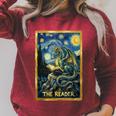 Starry Dragon Reading Book The Reader Fantasy Reader Raglan Sleeve Sweatshirt Heather Dust