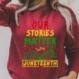 Our Stories Matter Juneteenth 1865 History Women's Reading Raglan Sleeve Sweatshirt Heather Dust