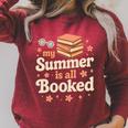 My Summer Is All Booked Book Lover Reading Vacation 2026 Comfort Colors Crop Top Raglan Sleeve Sweatshirt Heather Dust