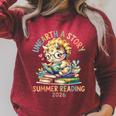Summer Reading 2026 Books Dino Kids Librarian Tees Raglan Sleeve Sweatshirt Heather Dust
