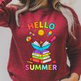 Summer Reading Books Librarian Teacher Last Day Of School Raglan Sleeve Sweatshirt Heather Dust